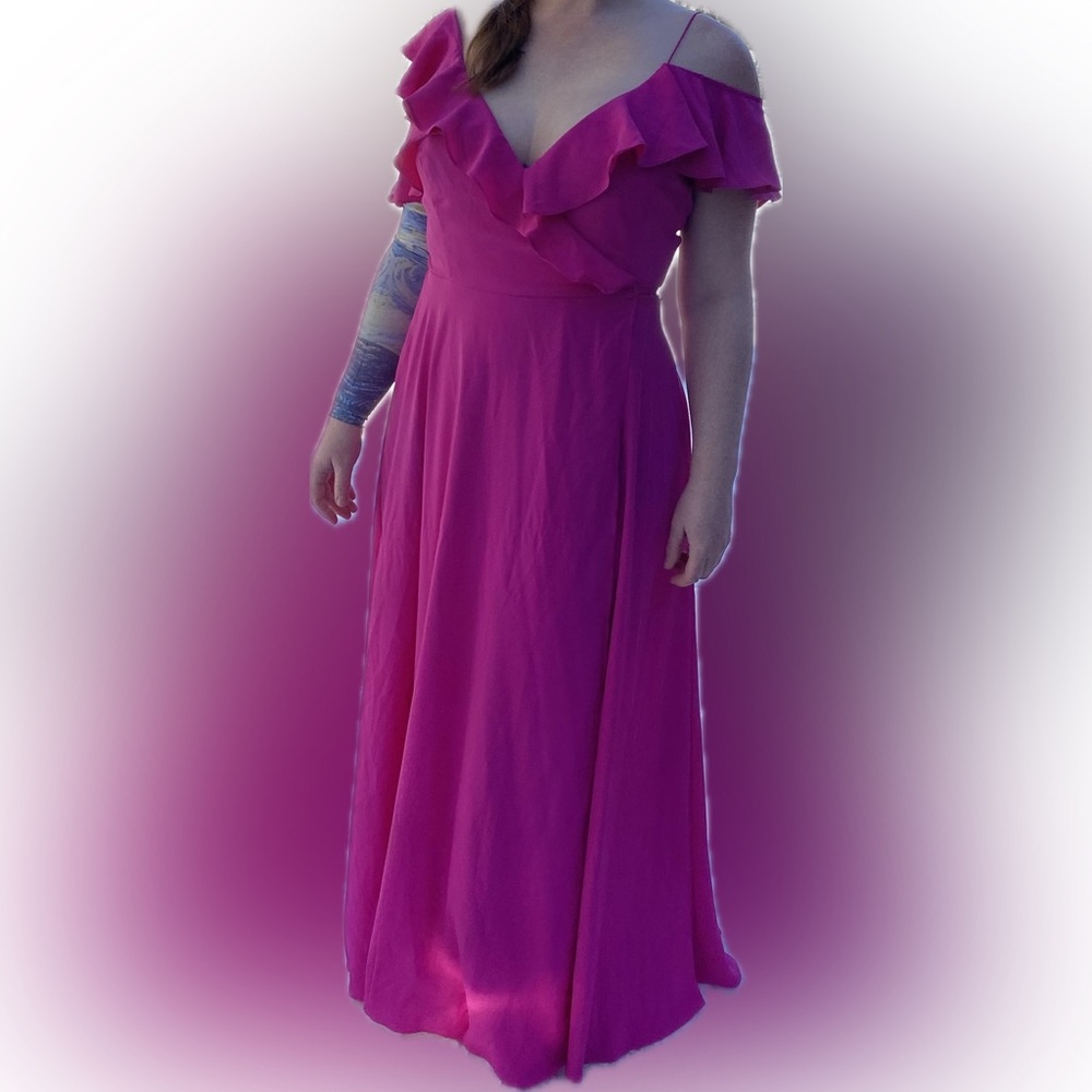 ASOS Pink Flutter Sleeve Maxi Dress